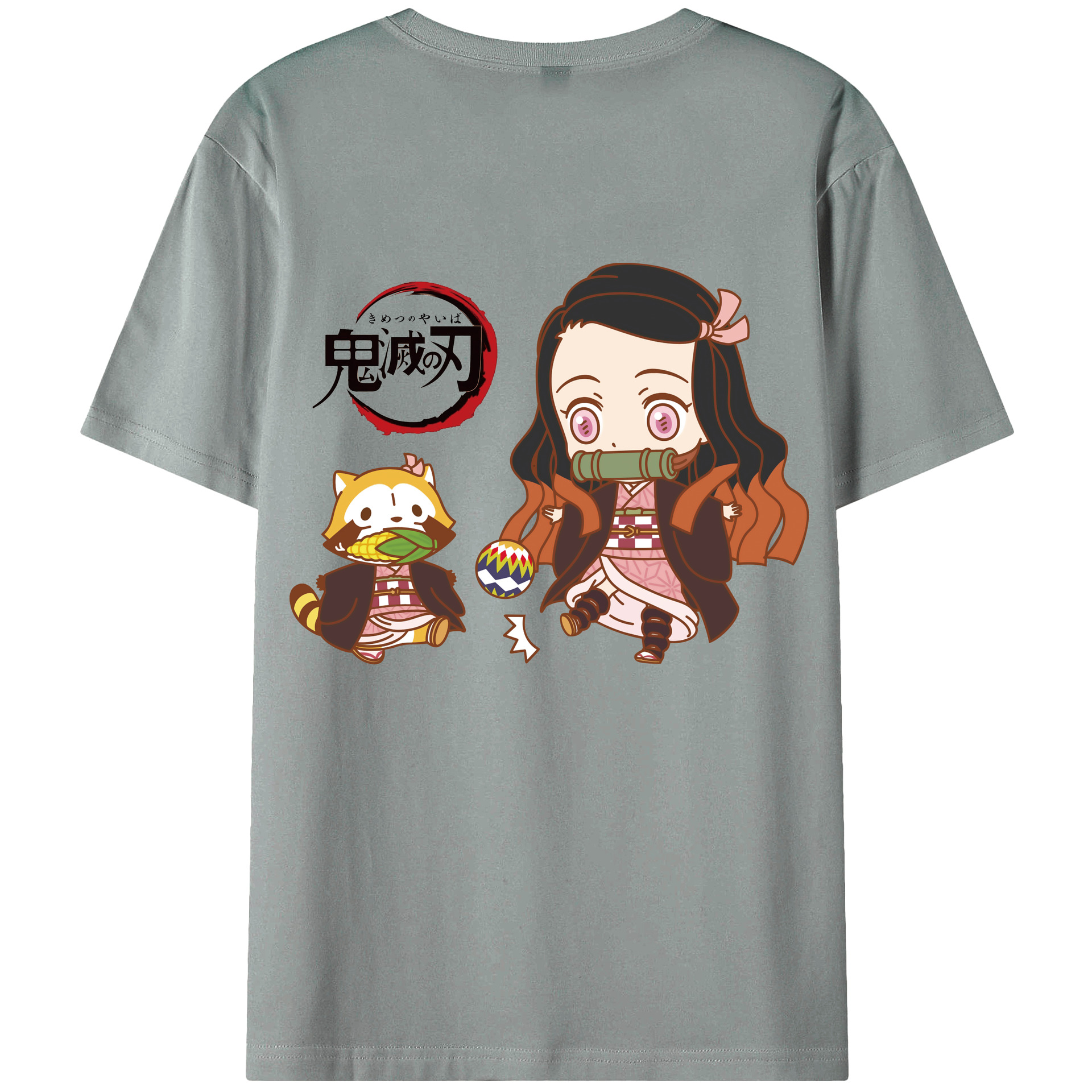 （画像用） 鬼滅の刃（きめつのやいば）竈門 禰󠄀豆子／かまど ねずこ Kamado Nezuko 綿100％ メンズ半袖Tシャツ（バックプリント） 通気性